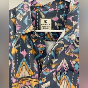 Born primitive 🪅 Driven Aztec Botton down Shirt short sleeve men’s Size Large